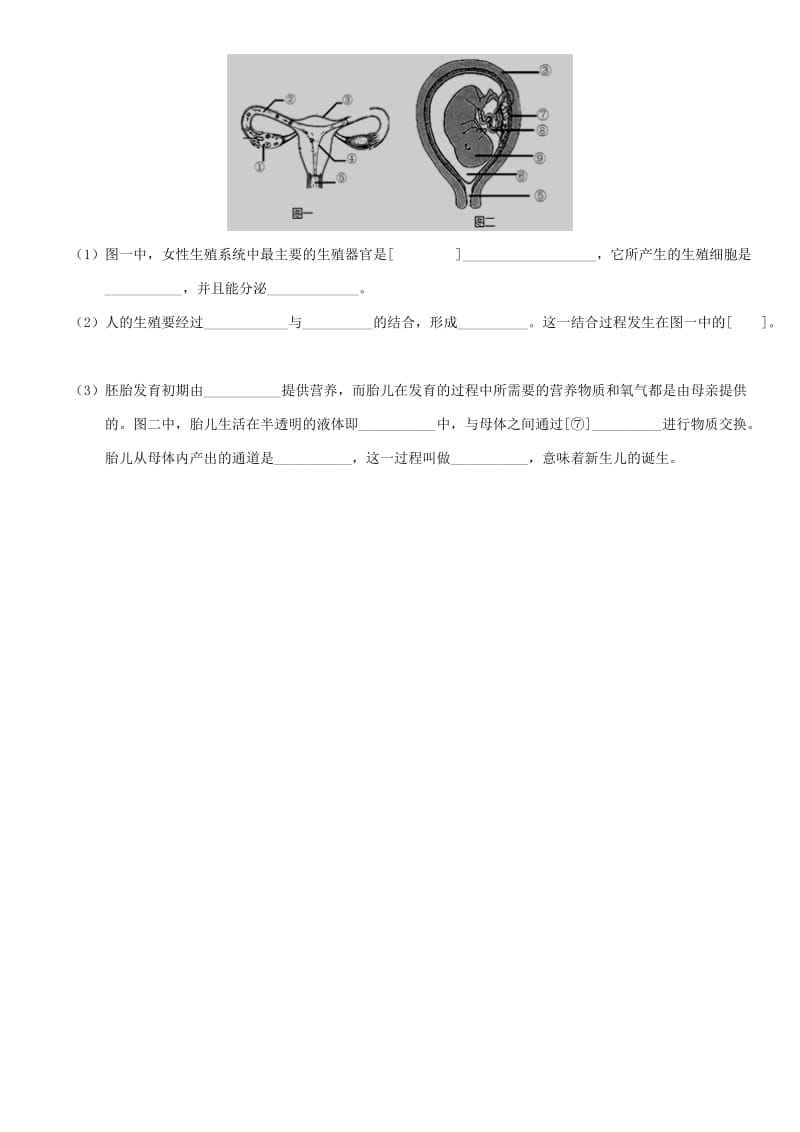 2019年中考生物 人类的起源和生殖重要考点练习卷.doc_第3页