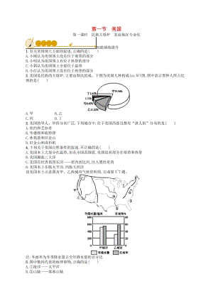 七年級地理下冊 第9章 西半球的國家 第1節(jié) 美國 第1課時 民族大熔爐 農(nóng)業(yè)地區(qū)專業(yè)化知能演練提升 新人教版.doc