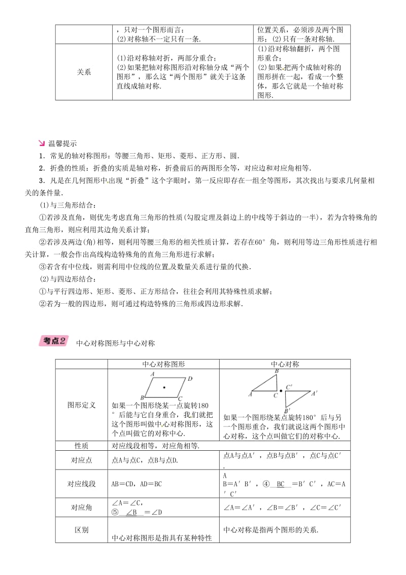 中考数学总复习 第一部分 教材知识梳理 第6章 图形的变化 第1节 图形的对称与折叠（精讲）试题.doc_第3页