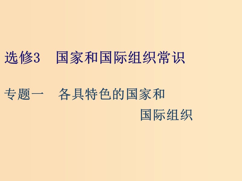 （江蘇專(zhuān)版）2020版高考政治一輪復(fù)習(xí) 國(guó)家和國(guó)際組織常識(shí) 專(zhuān)題一 各具特色的國(guó)家和國(guó)際組織課件 新人教版選修3.ppt_第1頁(yè)