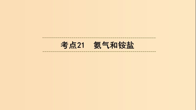 （浙江選考）2020版高考化學(xué)大一輪復(fù)習(xí) 第3講 元素化學(xué) 考點(diǎn)21 氨氣和銨鹽習(xí)題課件.ppt_第1頁(yè)