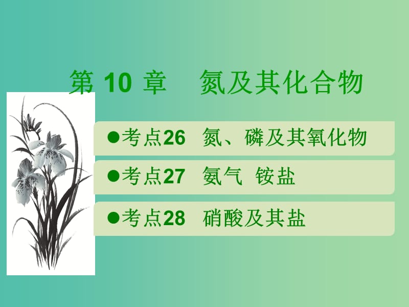 600分考點 700分考法（A版）2019版高考化學總復習 第10章 氮及其化合物課件.ppt_第1頁