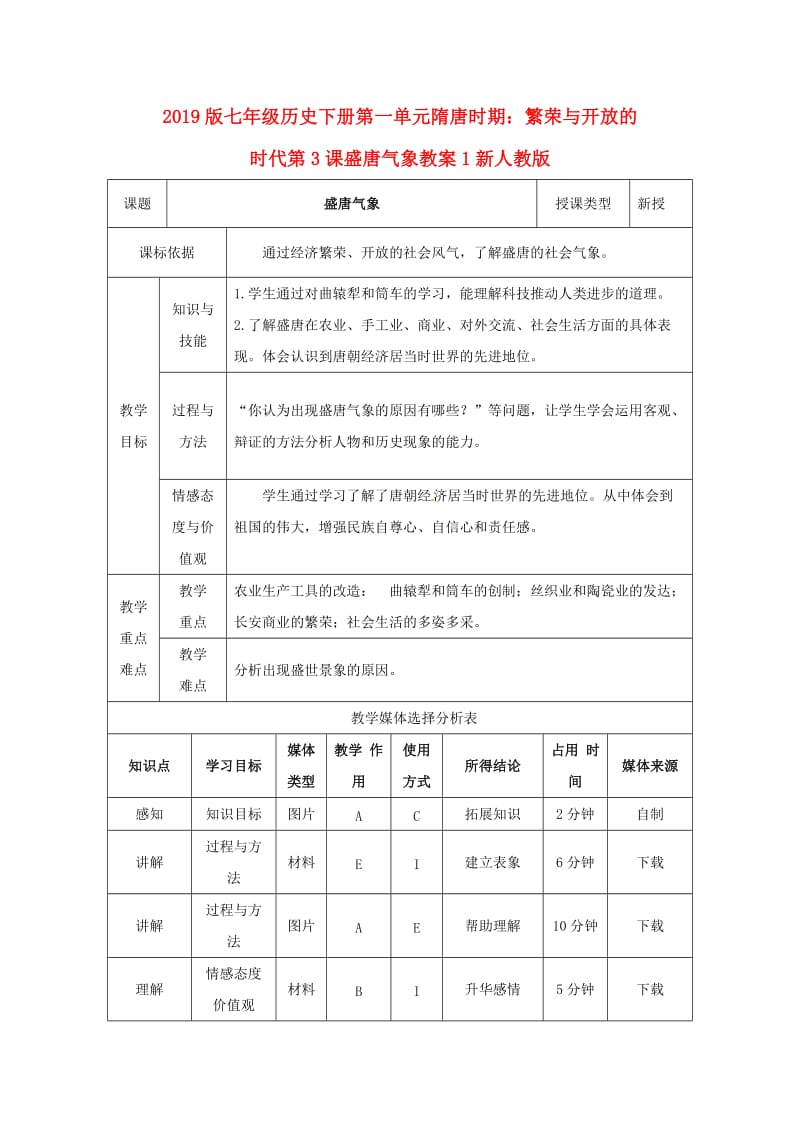 2019版七年级历史下册第一单元隋唐时期：繁荣与开放的时代第3课盛唐气象教案1新人教版.doc_第1页