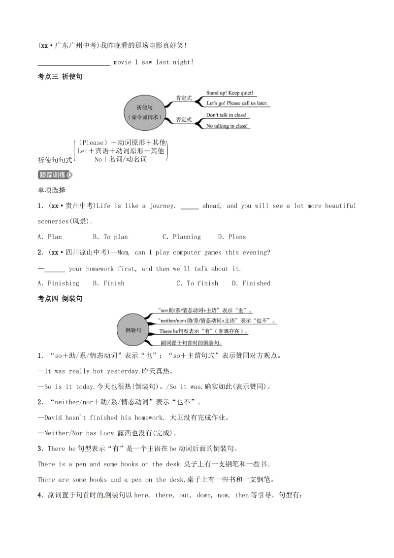 2019中考英语二轮复习 语法突破十二 特殊句型考点剖析（讲义五四制）.doc_第2页