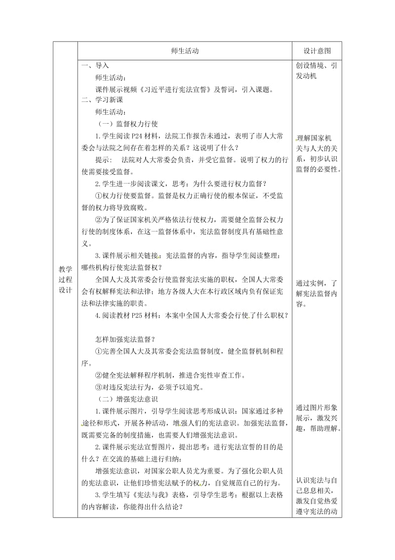 八年级道德与法治下册 第一单元 坚持宪法至上 第二课 保障宪法实施 第2框 加强宪法监督教案 新人教版 (2).doc_第2页