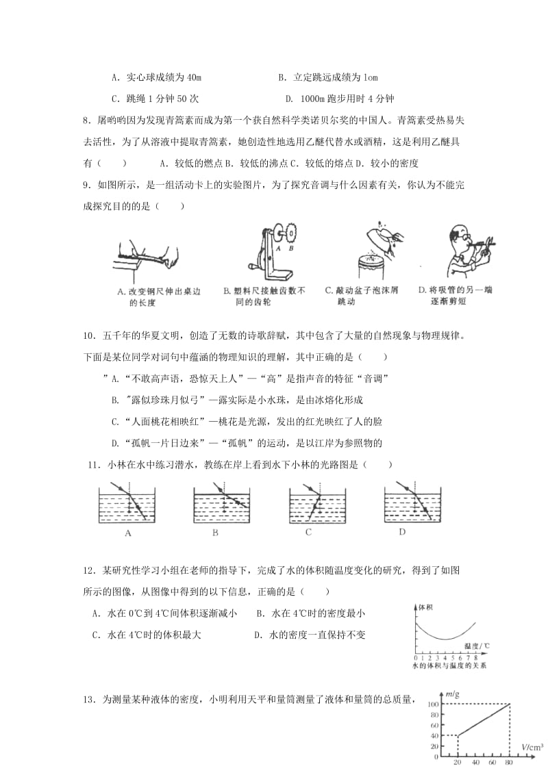 2019版八年级物理上学期期末考试试卷.doc_第2页