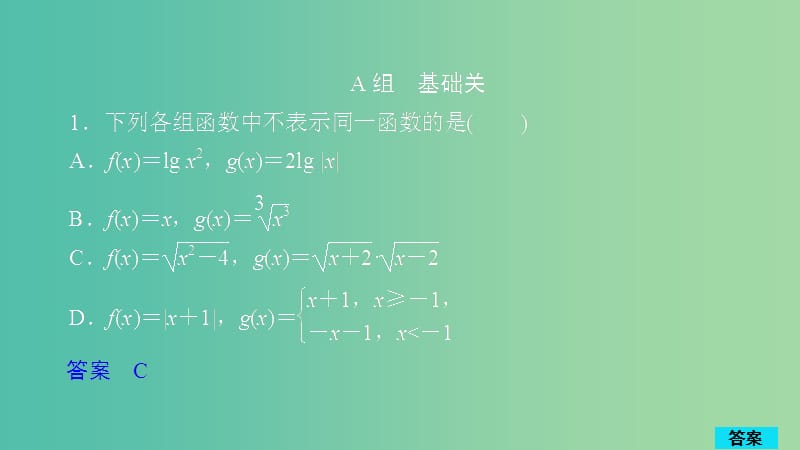 2020版高考數(shù)學(xué)一輪復(fù)習(xí) 第2章 函數(shù)、導(dǎo)數(shù)及其應(yīng)用 第1講 作業(yè)課件 理.ppt_第1頁