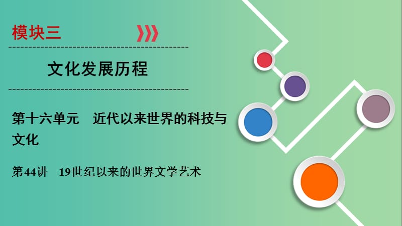 2020年高考歷史總復(fù)習 第十六單元 近代以來世界的科技與文化 第44講 19世紀以來的世界文學(xué)藝術(shù)課件 新人教版.ppt_第1頁