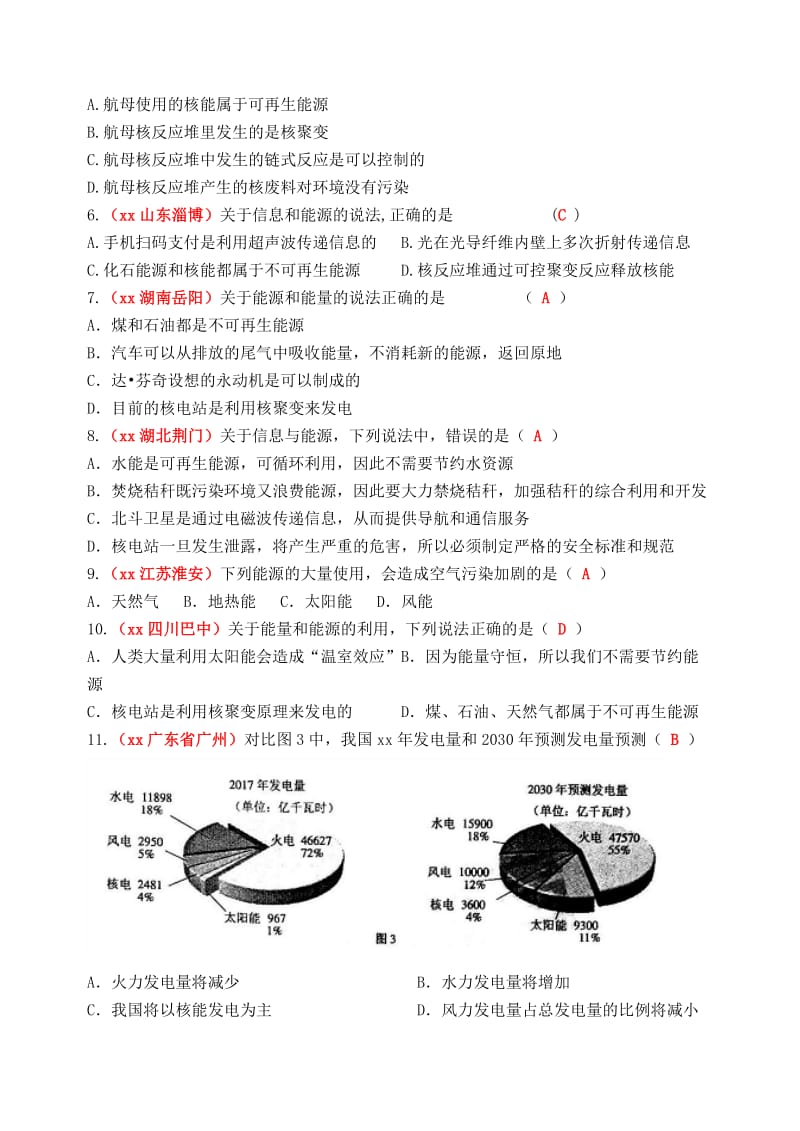 2019年中考物理总复习 效果跟踪检测 第22章 能源与可持续发展.doc_第3页