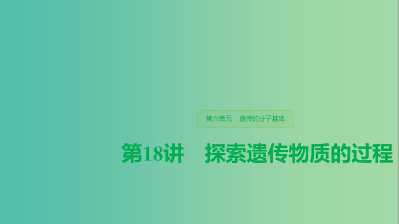 （江苏专用）2020版高考生物新导学大一轮复习 第六单元 遗传的分子基础 第18讲 探索遗传物质的过程课件 苏教版.ppt_第1页