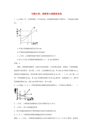 中考化學(xué)真題分類匯編 專題分類 溶解度與溶解度曲線（含解析）.doc