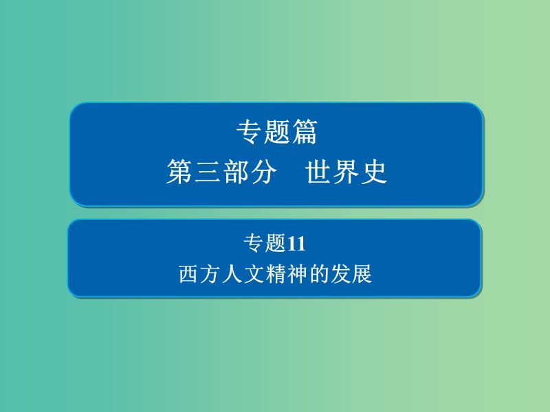 2019版高考历史二轮复习 第三部分 世界史 专题11 西方人文精神的发展课件.ppt_第1页