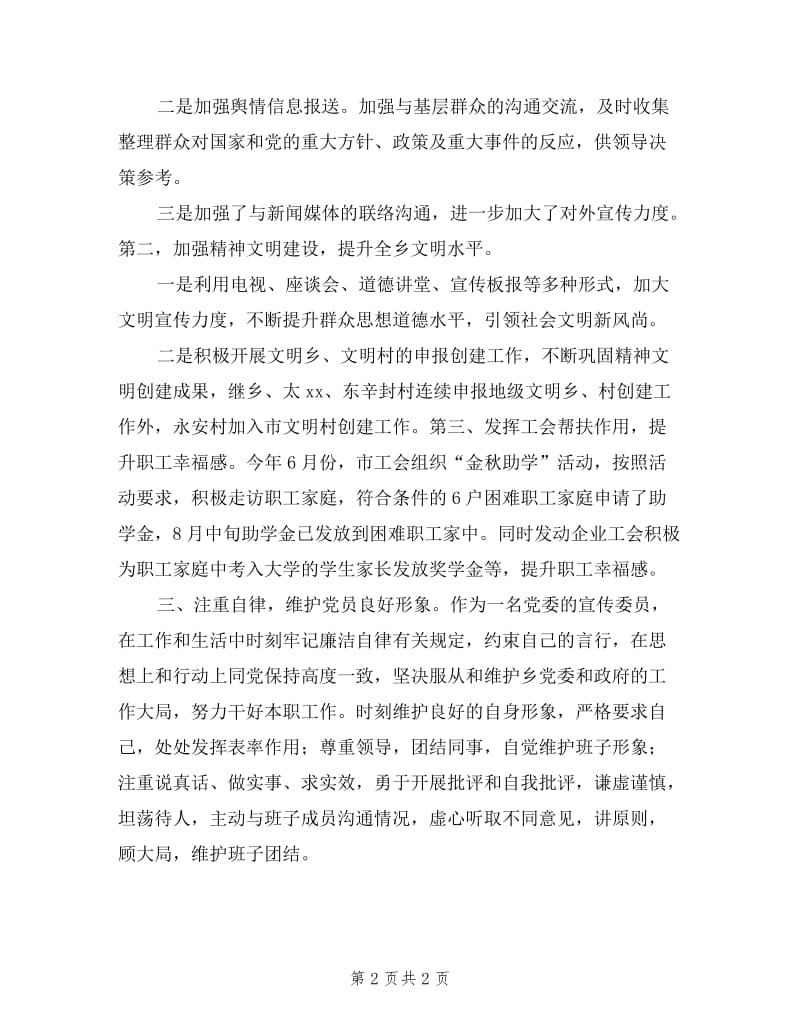 乡宣传委员述职述廉报告.doc_第2页