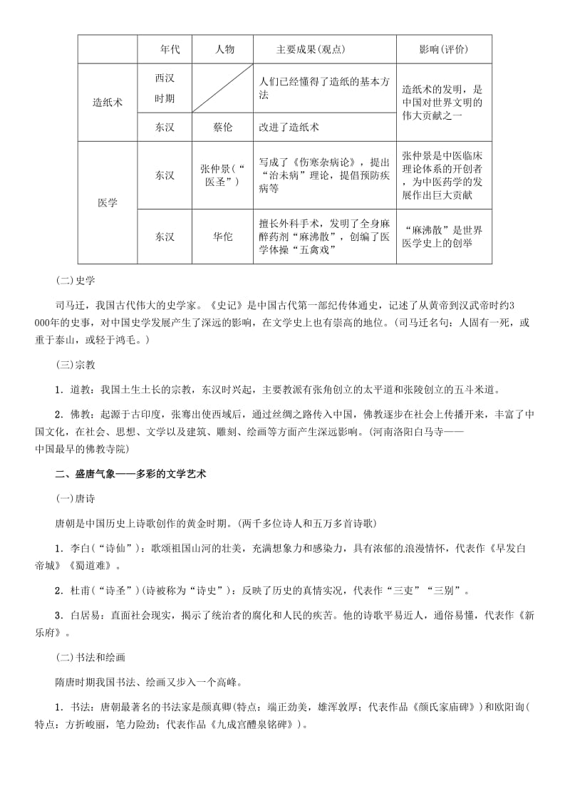 （宜宾专版）2019届中考历史总复习 第一编 教材考点速查 第一部分 中国古代史 第三讲 古代文化试题.doc_第3页