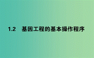 （新課標）2018版高中生物 專題1 基因工程 1.2 基因工程的基本操作程序課件 新人教版選修3.ppt