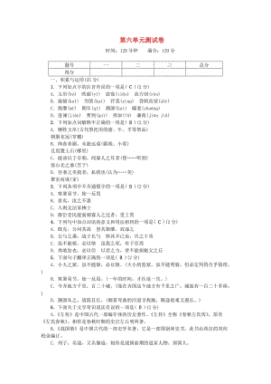 九年級語文下冊 第六單元綜合測試卷 （新版）新人教版.doc