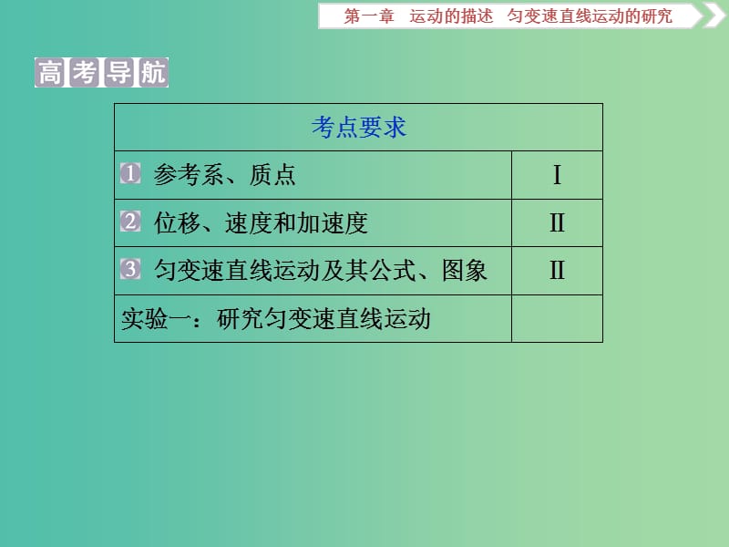 2020版高考物理大一轮复习 第一章 运动的描述 匀变速直线运动的研究 1 第一节 描述运动的基本概念课件.ppt_第2页