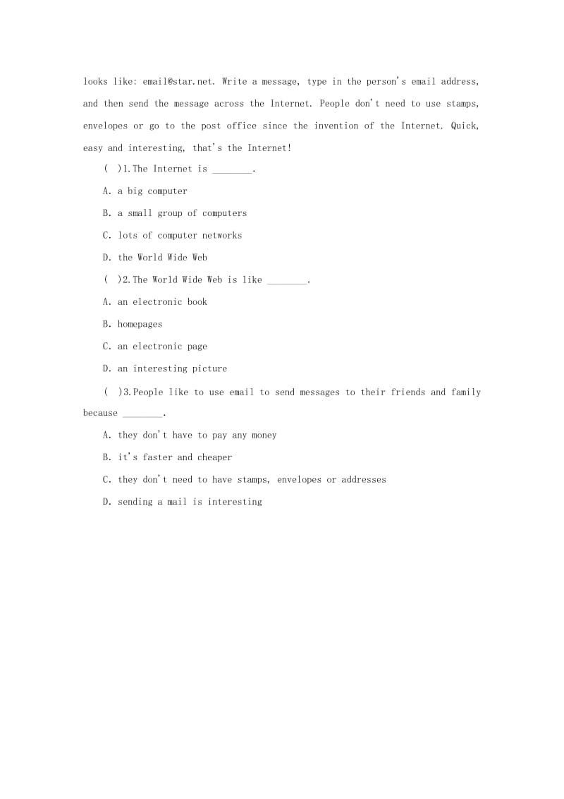 八年级英语下册 Unit 4 阶段能力训练（Lessons 19-21）（新版）冀教版.doc_第3页