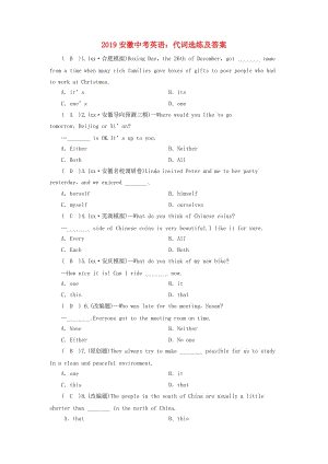 安徽省2019中考英語二輪復(fù)習(xí) 代詞選練 人教新目標(biāo)版.doc