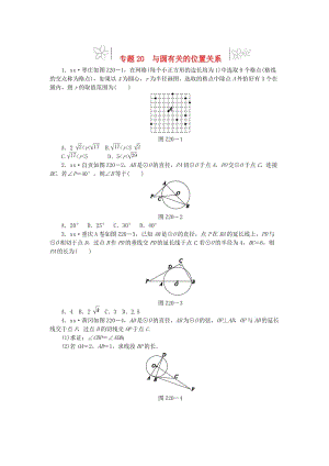 2019年中考數(shù)學(xué)專題復(fù)習(xí)小訓(xùn)練 專題20 與圓有關(guān)的位置關(guān)系.doc