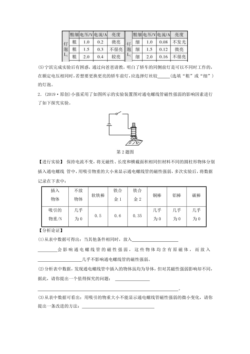 2019年中考物理总复习 专题突破8 课外探究型实验演练习题.doc_第2页