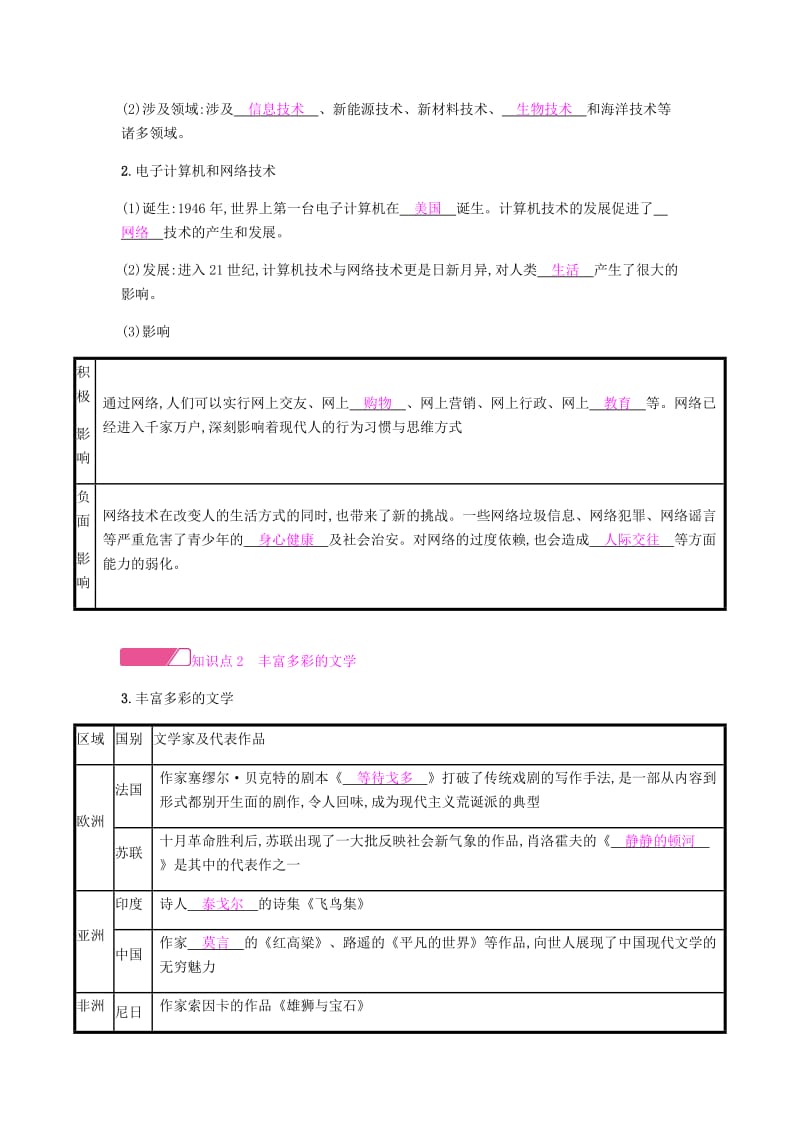 九年级历史下册 第五单元“冷战”后的世界 第17课 现代世界的科技与文化练习 北师大版.doc_第2页