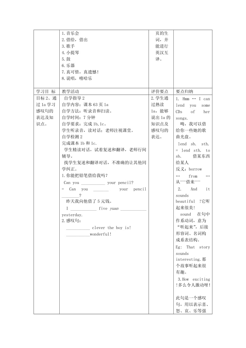 八年级英语上册 Unit 3 Our Hobbies Topic 2 What sweet music Section A教案1 （新版）仁爱版.doc_第2页