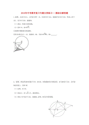 2019年中考數(shù)學(xué)專題復(fù)習(xí) 分類練習(xí) 圓綜合解答題.doc