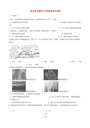 2018-2019學(xué)年中考物理 物態(tài)變化模塊 水的物態(tài)變化訓(xùn)練（含解析） 滬科版.doc