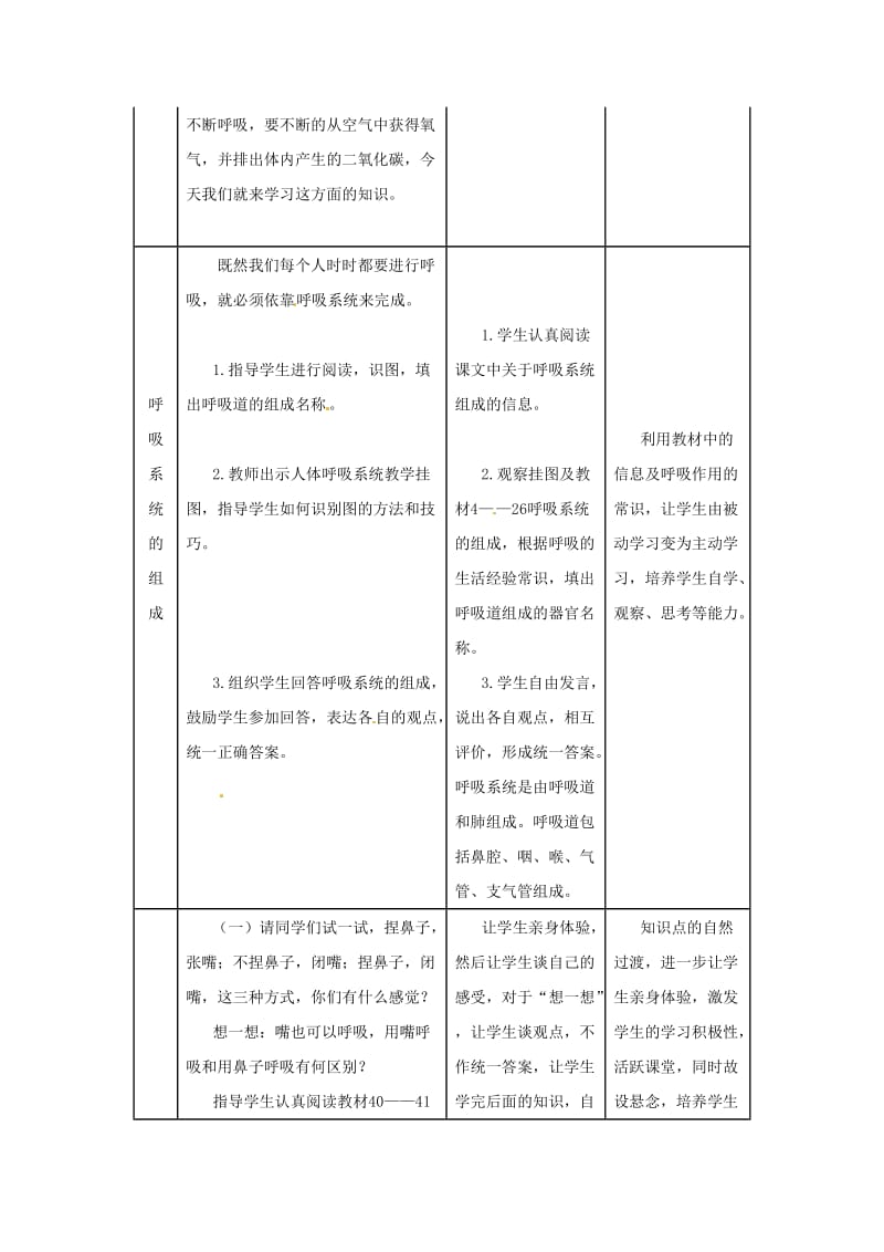 2019年春七年级生物下册 第四单元 第三章 第一节 呼吸道对空气的处理教案 （新版）新人教版.doc_第2页