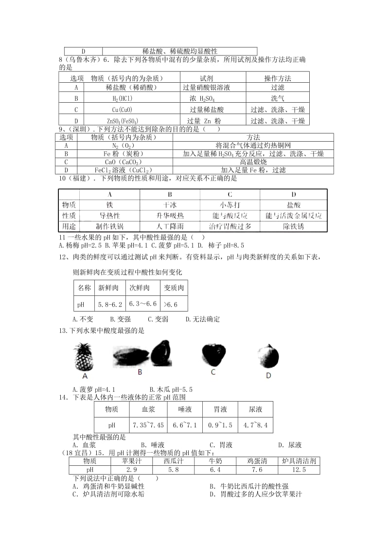 全国中考化学试题分单元汇编 第十单元 酸和碱.doc_第2页