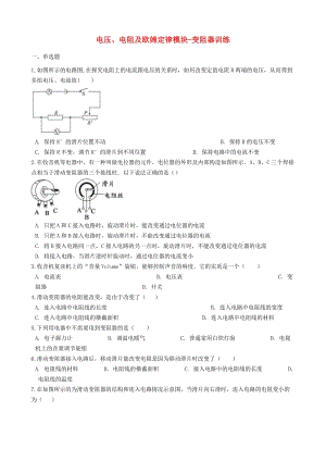 2018-2019學(xué)年中考物理 電壓、電阻及歐姆定律模塊 變阻器訓(xùn)練（含解析） 滬科版.doc