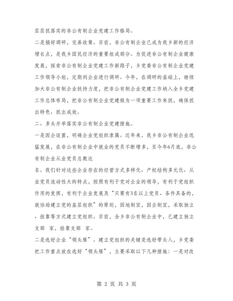 乡非公有制经济党建工作总结.doc_第2页