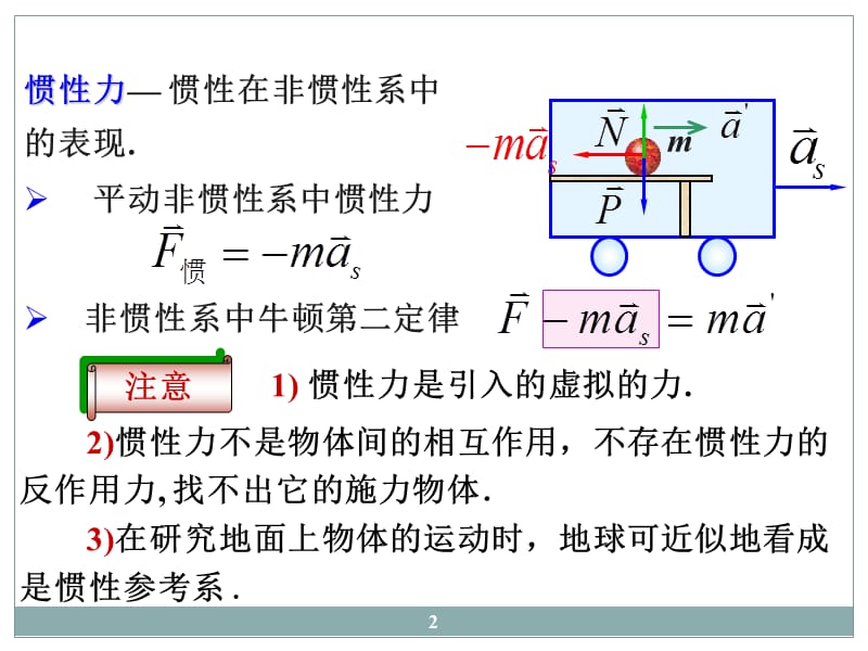 大学物理非惯性系惯性力ppt课件_第2页