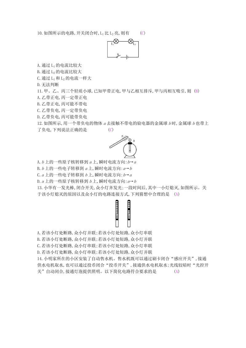 九年级物理全册 期末复习专题三 电流和电路练习 （新版）新人教版.doc_第2页