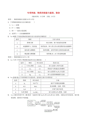 中考化學總復習 第一部分 夯實基礎過教材 第十一單元 鹽 化肥 專項突破：物質的檢驗與鑒別、除雜練習.doc