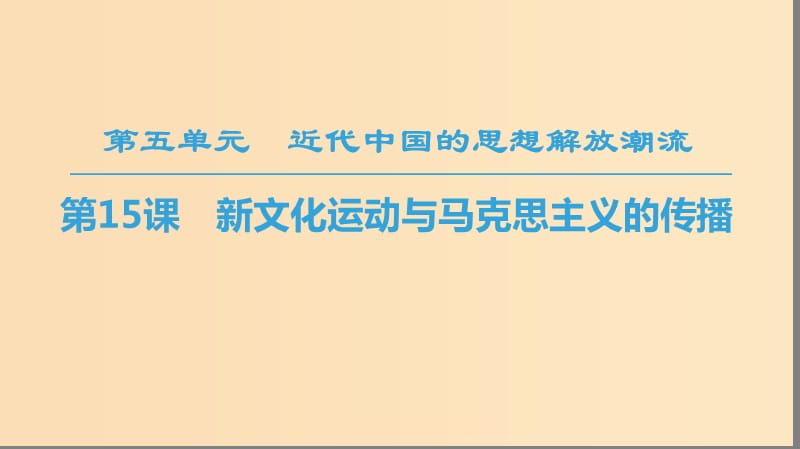 （全國通用版）2018-2019高中歷史 第五單元 近代中國的思想解放潮流 第15課 新文化運動與馬克思主義的傳播課件 新人教版必修3.ppt_第1頁