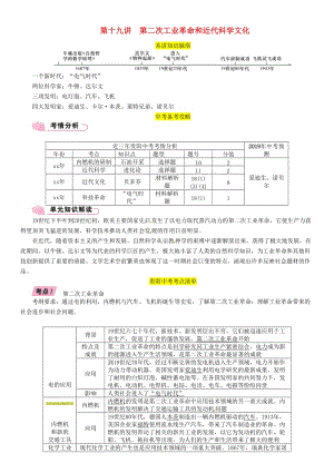 中考歷史總復(fù)習(xí) 第一編 教材知識速查篇 模塊三 世界近代史 第19講 第二次工業(yè)革命和近代科學(xué)文化（精講）試題.doc