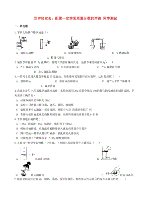 九年級(jí)化學(xué)全冊(cè) 第一單元 溶液 到實(shí)驗(yàn)室去 配制一定溶質(zhì)質(zhì)量分?jǐn)?shù)的溶液同步測(cè)試 （新版）魯教版五四制.doc