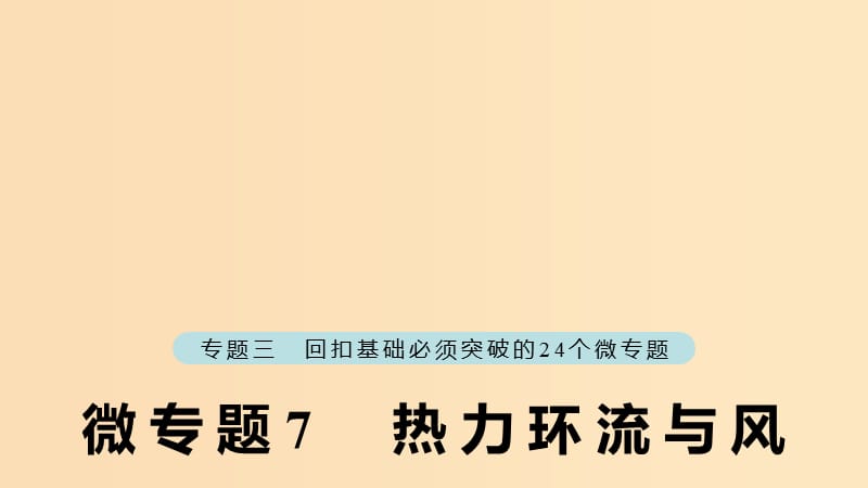 （江蘇專版）2019版高考地理大二輪復(fù)習(xí) 第二部分 專題三 回扣基礎(chǔ) 微專題7 熱力環(huán)流與風(fēng)課件.ppt_第1頁