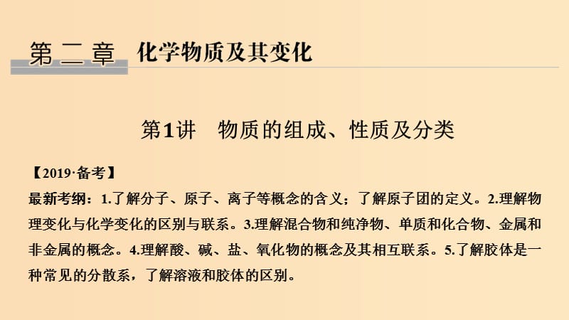 （人教通用版）2020高考化學新一線大一輪復習 第二章 第1講 物質的組成、性質及分類課件.ppt_第1頁