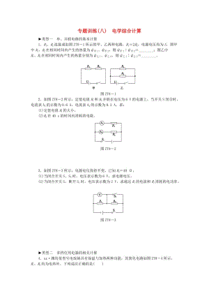 九年級物理全冊 第十六章 電流做功與電功率 專題訓練八 電學綜合計算練習 （新版）滬科版.doc