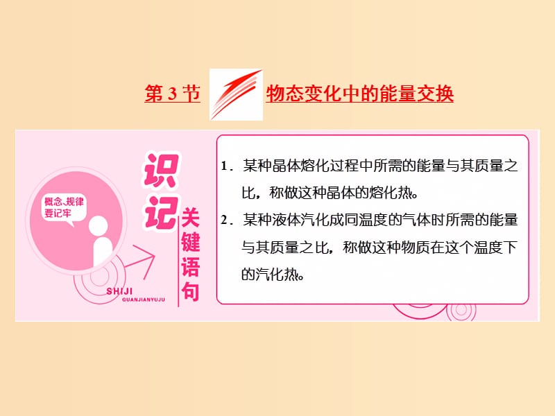 （山东省专用）2018-2019学年高中物理 第九章 固体、液体和物态变化 第3节 物态变化中的能量交换课件 新人教版选修3-3.ppt_第1页