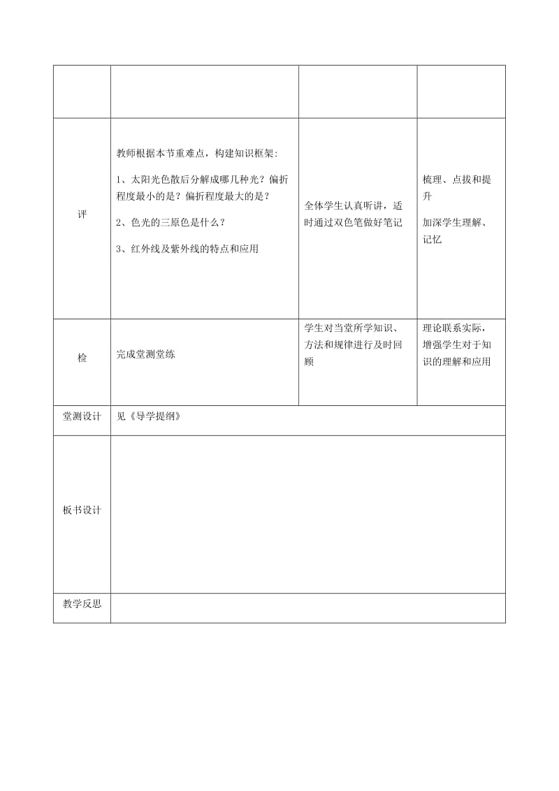 湖北省武汉市八年级物理上册 4.5 光的色散教案 （新版）新人教版.doc_第3页