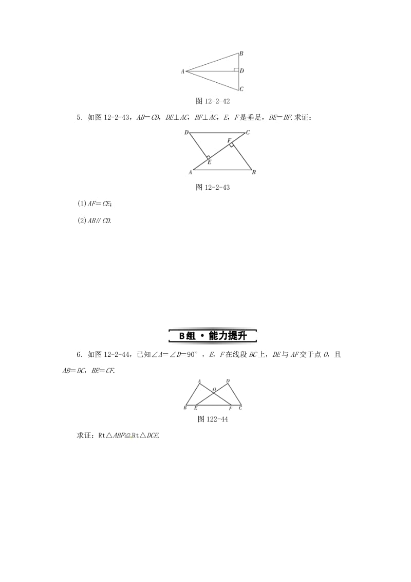 八年级数学上册 第十二章 全等三角形 12.2 三角形全等的判定 第4课时 直角三角形全等的判定（HL）同步训练 新人教版.doc_第2页