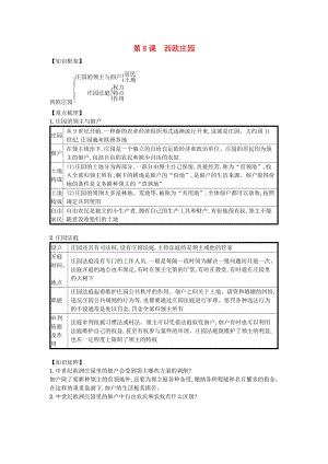 九年級歷史上冊 第三單元 封建時(shí)代的歐洲 第8課 西歐莊園（速記寶典）知識點(diǎn)總結(jié) 新人教版.doc