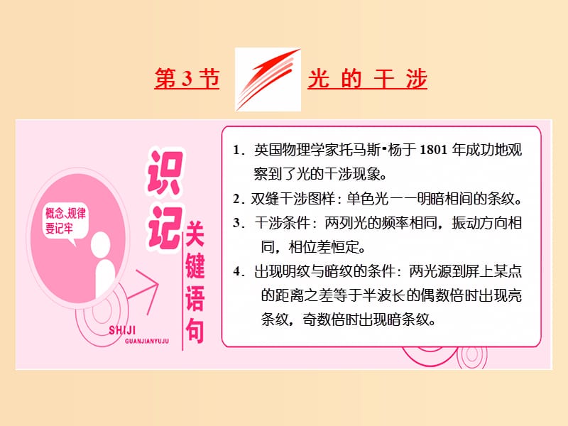 （山東省專用）2018-2019學年高中物理 第十三章 光 第3節(jié) 光的干涉課件 新人教版選修3-4.ppt_第1頁