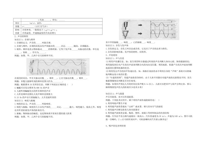 中考物理 第2章 声现象复习学案 新人教版.doc_第2页