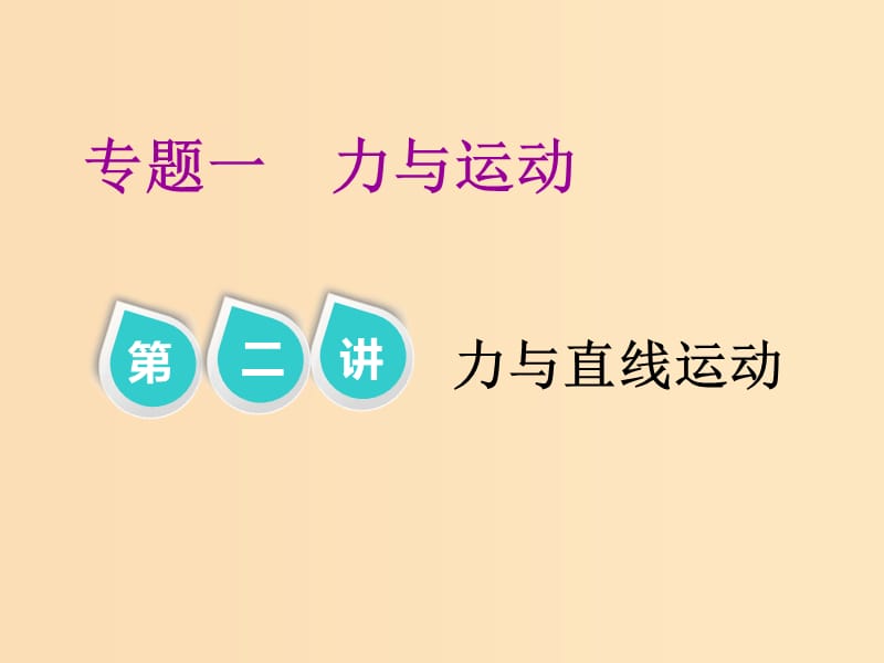 （江蘇專版）2019版高考物理二輪復(fù)習(xí) 專題一 第二講 力與直線運動課件.ppt_第1頁