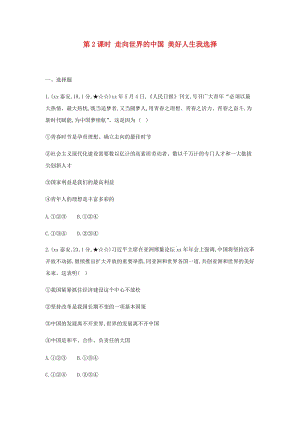 中考道德與法治 第一部分 教材研析篇 專題十五 我們的未來不是夢（第2課時(shí) 走向世界的中國美好人生我選擇）習(xí)題.doc